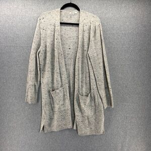Madewell Women Medium Open Front Donegal Cardigan Pockets Gray Wool Blend Duster